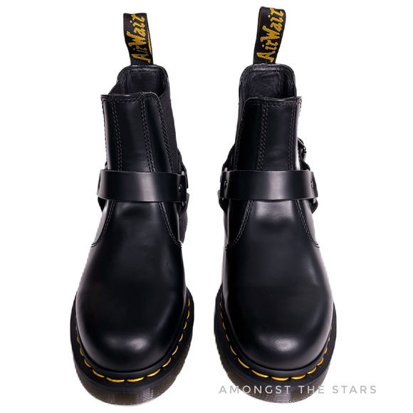 Dr. Martens Wincox Polished Smooth Leather Harness Buckle Black Chelsea Boots - Picture 12 of 16